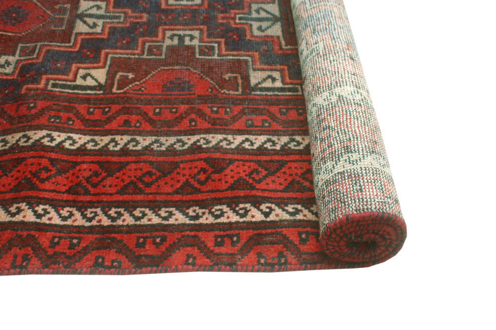 Vintage Distressed Andre Navy/Burgundy Runner, 4'2x7'9
