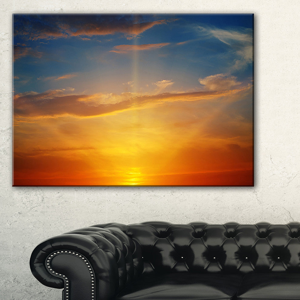 "Sunlight in Sky Above Horizon" Oversized Beach Canvas Artwork, 32"x16"