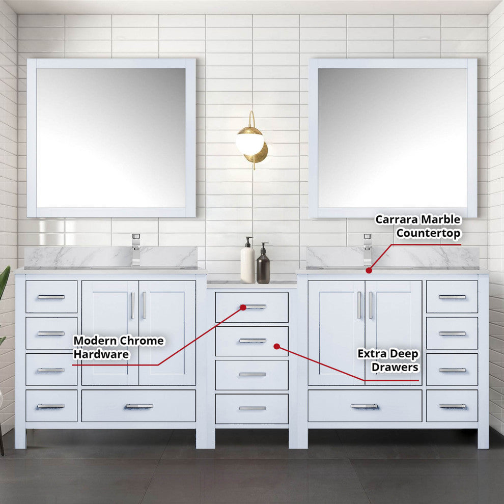 Lexora Coraline Double Bath Vanity White 92 With Countertop & Mirror