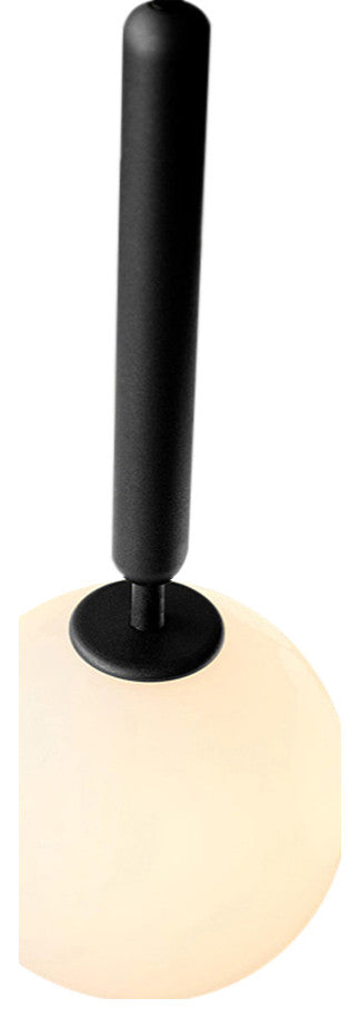 1 Light Glass Globe Pendant Light, Black