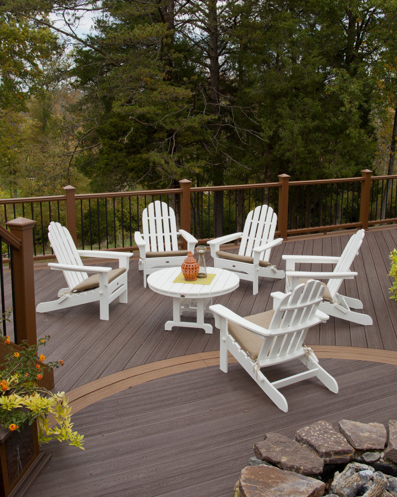 Cape Cod 6-Piece Folding Adirondack Conversation Set, Stepping Stone