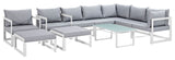 White Gray Fortuna 10 Piece Outdoor Patio Sectional Sofa Set