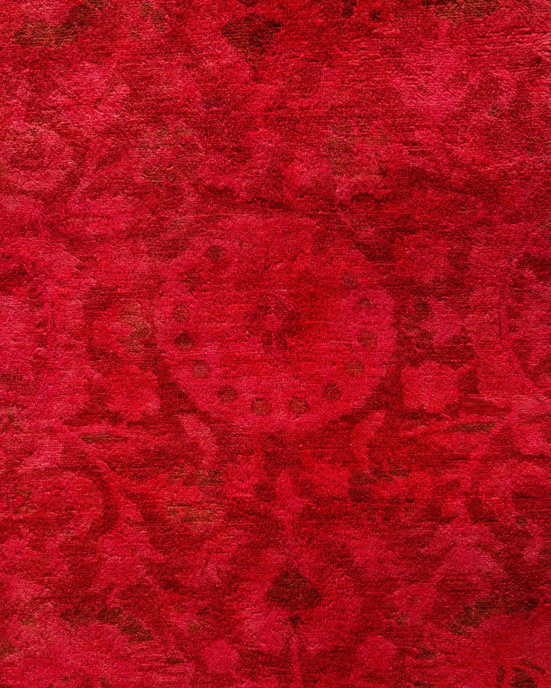 Overdyed, One-of-a-Kind Hand-Knotted Area Rug Red, 8'3"x10'9"