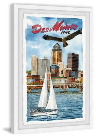 "Des Moines" Framed Painting Print, 16x24