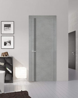 Solid French Door 30 x 96 | Planum 0016 Concrete with| Bathroom