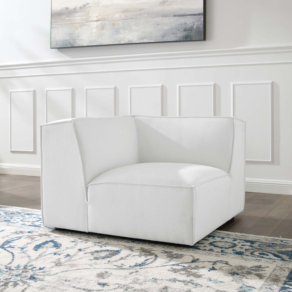 Sofa Corner Chair, Fabric, White, Modern, Living Lounge Hotel Lobby Hospitality