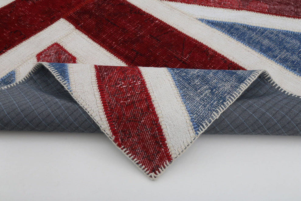 Rug N Carpet - Hand-knotted Turkish 5' 0'' x 7' 11'' Flag Patchwork Rug