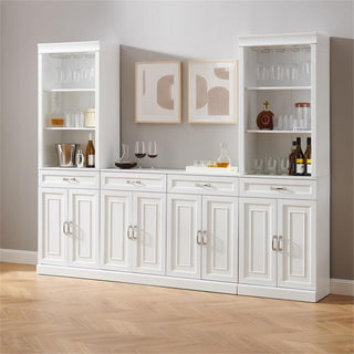 Crosley Furniture Stanton 3-PC Wood/Metal Sideboard And Bar Cabinet Set in White