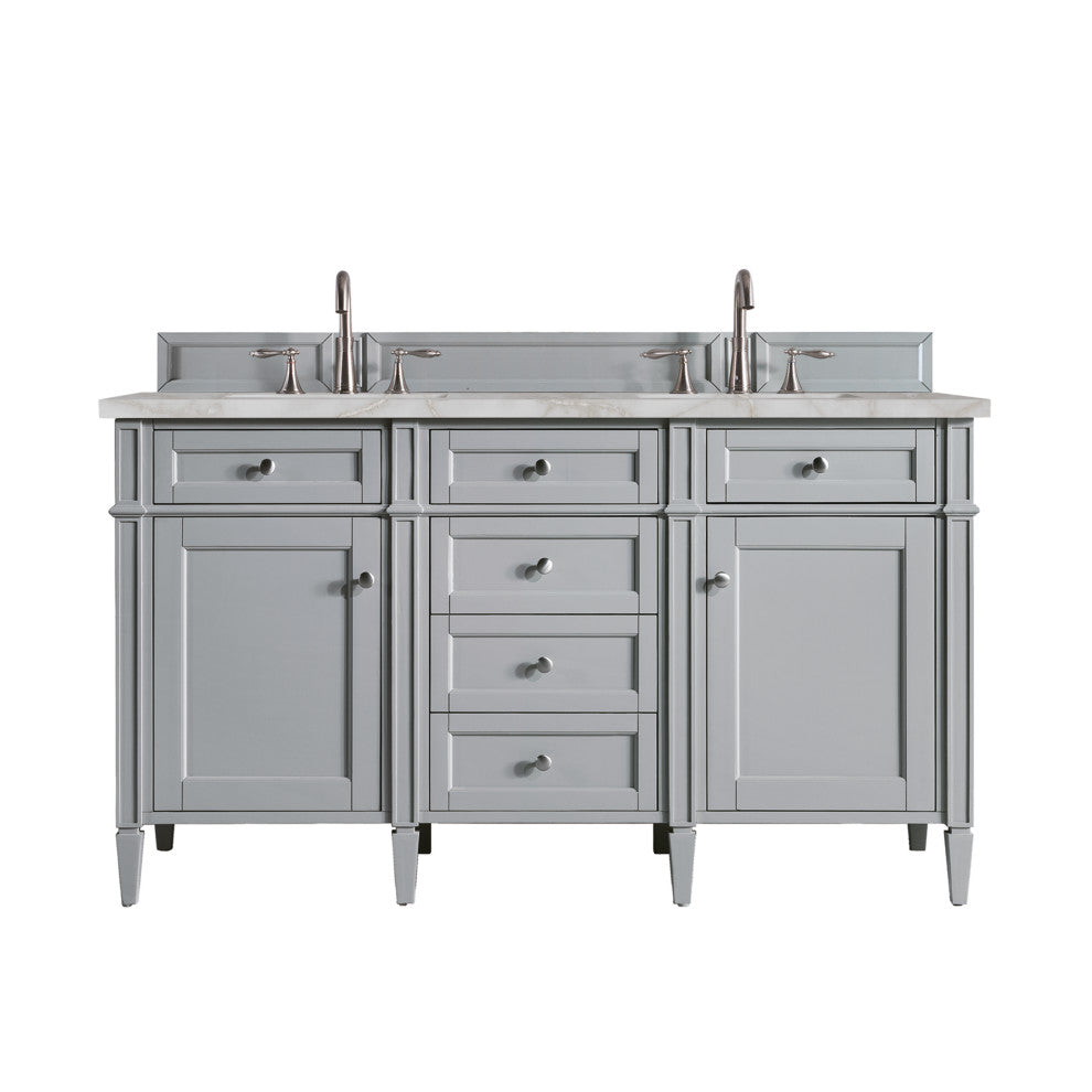 Brittany 60" Double Vanity, Urban Gray, Victorian Silver Quartz