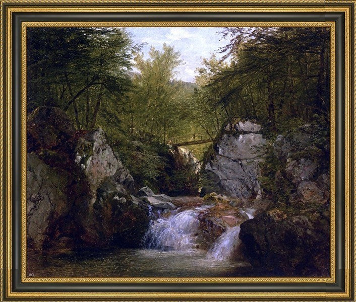 John Frederick Kensett Bash Bish Falls Framed Premium Canvas Print, 20"x25"
