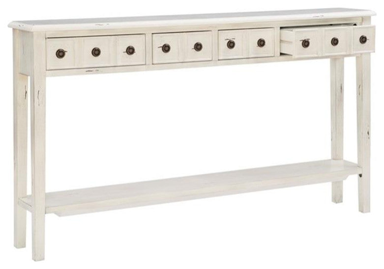 Linon Sadie Long Wood Console Table in Cream