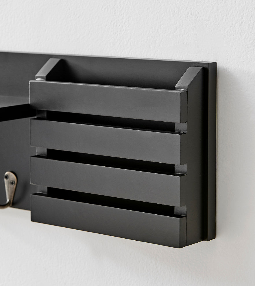 Danya B. Utility Shelf With Pocket and Hanging Hooks, Black