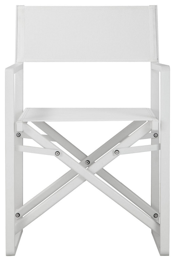 Benzara BM287751 Outdoor Armchair Crisp White Finish, Foldable, Set of 2