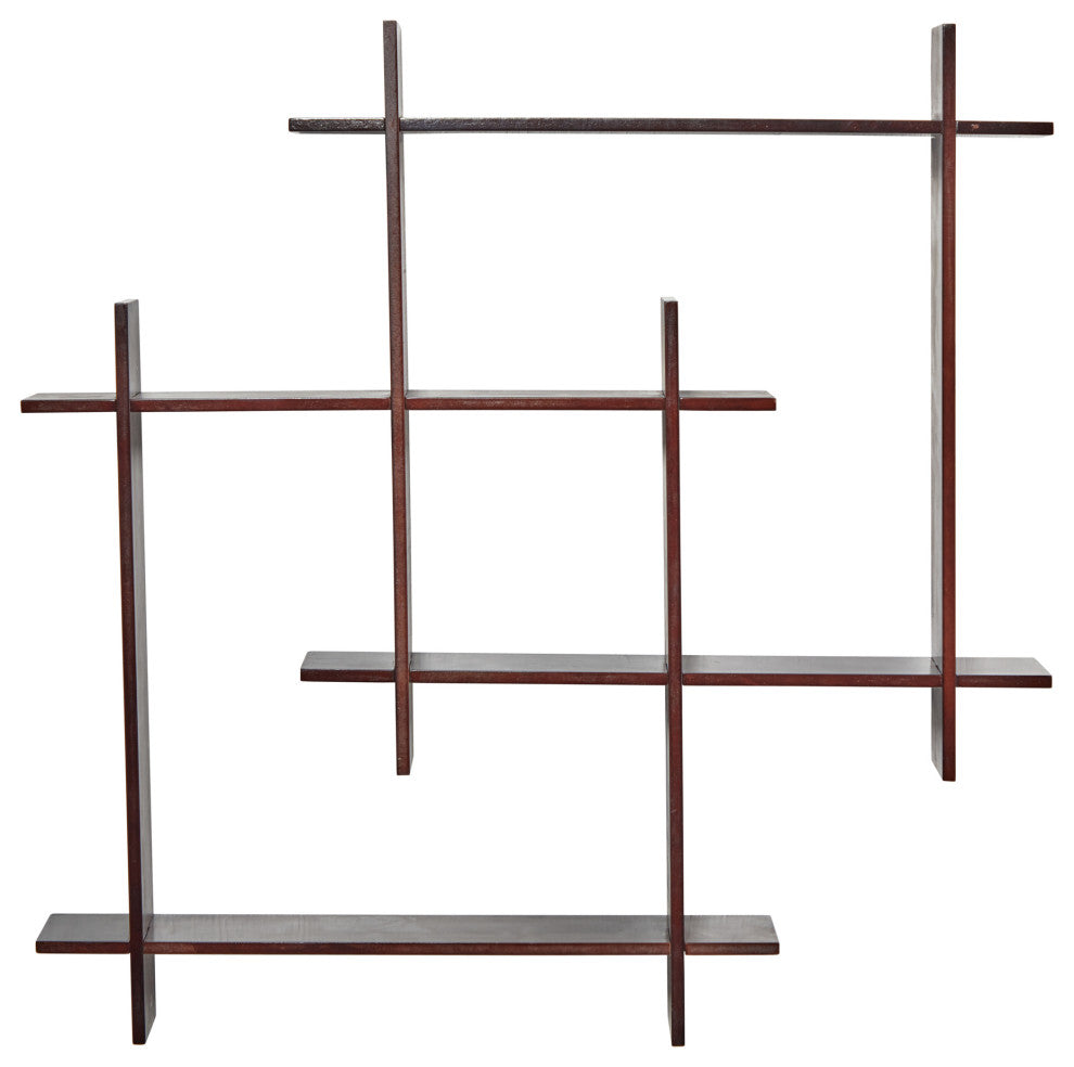 Nearly Natural 7100 24" Wood Crosshatch Floating Shelves Wall Art Decor