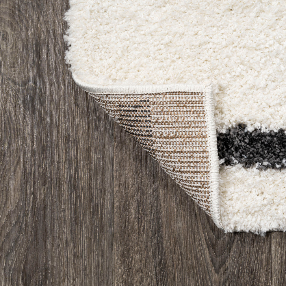 Alaro Berber Stripe Shag, White/Black, 2x10