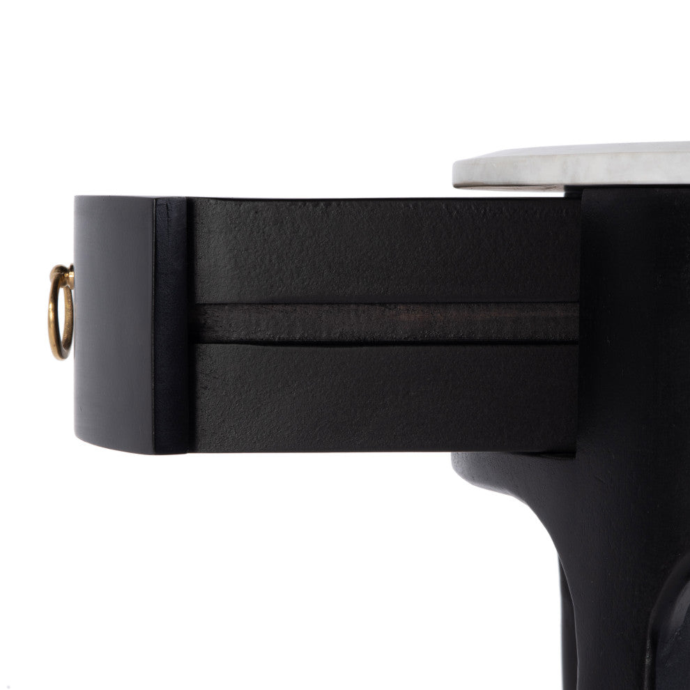 Ellen 18.25" W Oval Marble, Wood 1 Drawer Nightstand