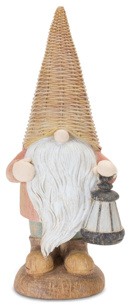 Wicker Gnome With Lantern 14"H