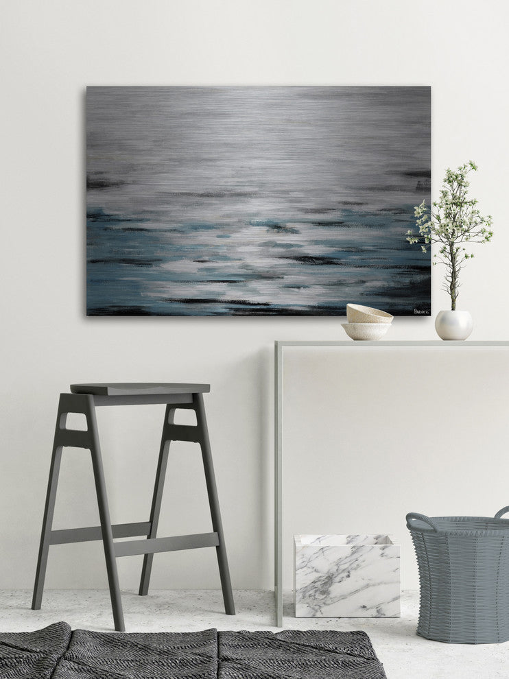 "Reflective Sea" Painting Print on Brushed Aluminum, 36"x24"