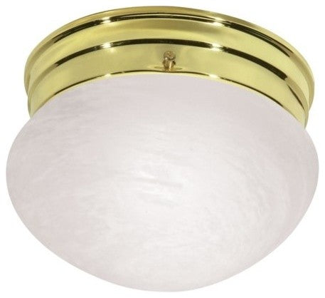 Nuvo 1-Light Incandescent Close-to-Ceiling Light Fixture, Polished Brass