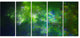 Green Fractal Sky with Blur Stars, Abstract Canvas Art Print, 60"x28", 5 Panels