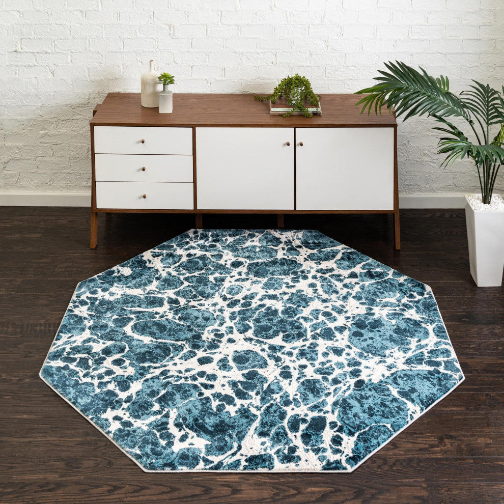 Unique Loom Oasis Breeze Area Rug, Blue, 7' 0 X 7' 0 Octagon