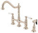 Kingston Brass Bridge Kitchen Faucet With Brass Sprayer, Polished Nickel