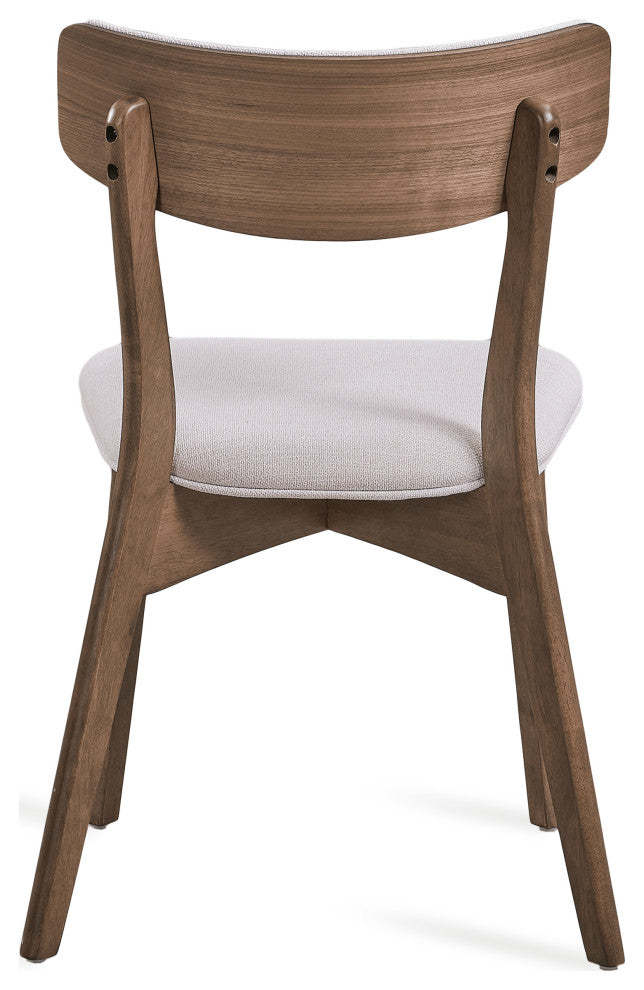 GDF Studio Caleb Mid-Century Walnut Finished Frame Dining Chairs, Set of 2, Light Beige