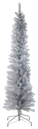 6'x20" Silver Tinsel Artificial Pencil Christmas Tree, Unlit