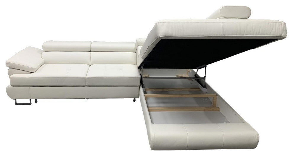 LUTON Leather Sectional Sleeper Sofa, Right Corner