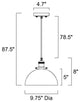 10 in. 1-Light Black and Antique Brass Pendant Light With Clear Dome Glass Shade