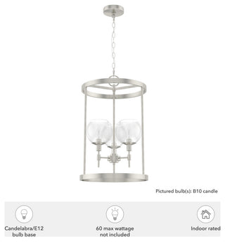 15" Xidane Brushed Nickel, Clear Glass 3-Light Pendant