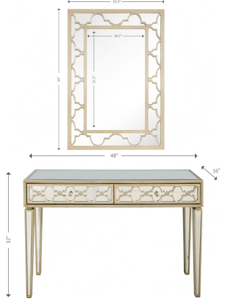 Champagne Glass Mirror and Console Table