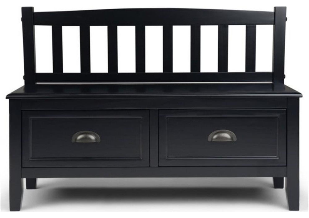 Burlington Solid Wood 42 Inch Wide Entryway Storage Bench With Drawers In Black