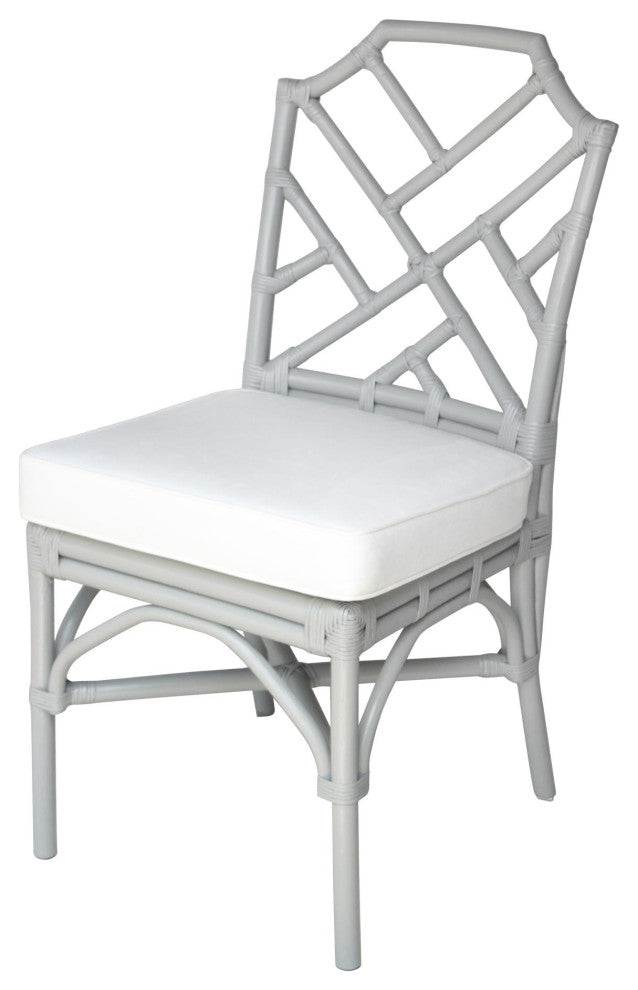 Kara Rattan Dining Side Chair, Gray, Set of 2