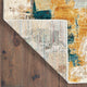 8??11??Blue And Gold Abstract Strokes Area Rug