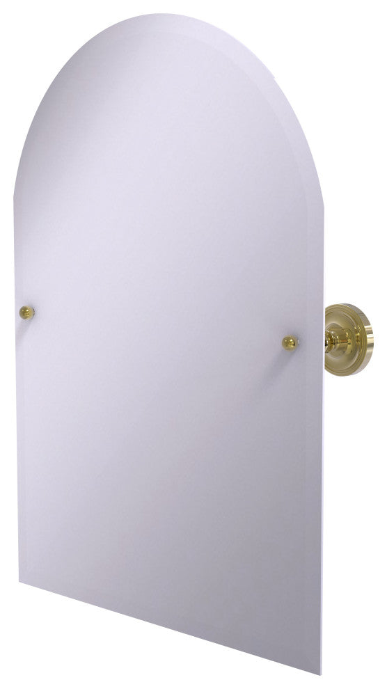 Frameless Arched Top Beveled Edge Tilt Mirror, Unlacquered Brass
