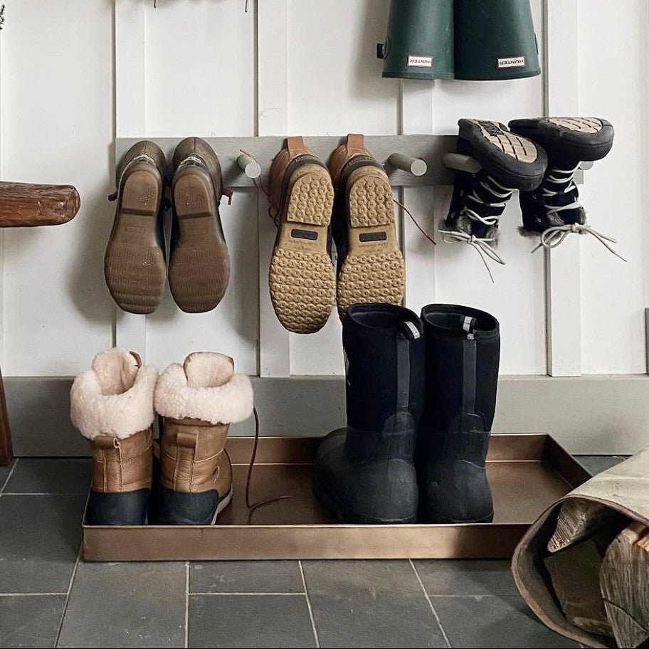 Classic Boot Tray for Boots, Shoes, Plants, Pet Bowls and More, Brass Finish