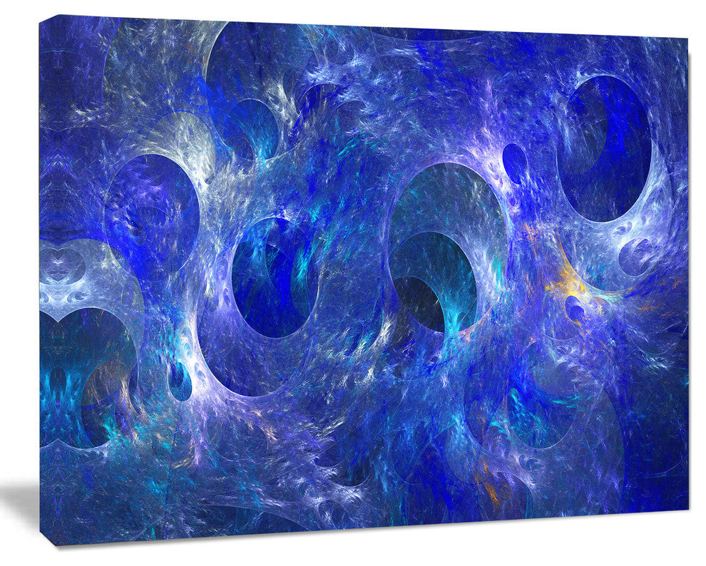 Clear Blue Fractal Glass Texture, Abstract Canvas Art Print, 40x30