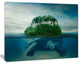 Giant Turtle Carrying Island, Oversized Abstract Canvas Art, 40"x30"