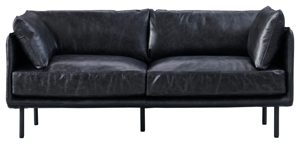 Venezia Industrial Modern Love Seat - Slate Leather