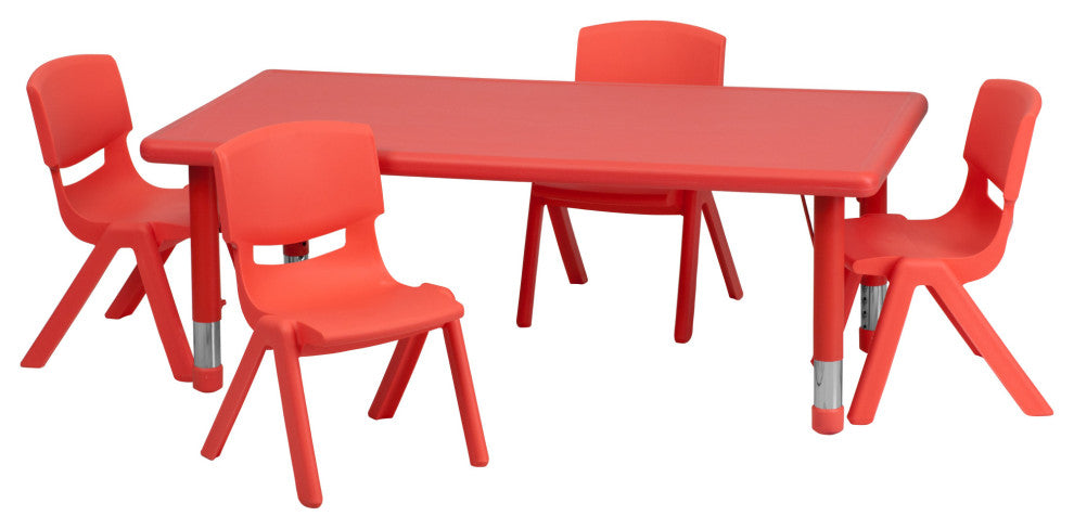Roseto FFIF41529 Five Piece Plastic Framed Classroom Set - Red