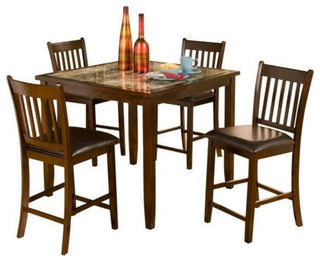Capitola Faux Marble 5 Piece Pub Set, Espresso