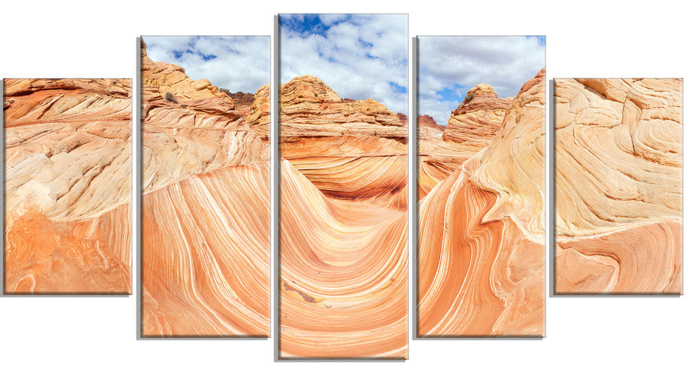 "Waves of Natural Wonder" Landscape Canvas Photo Print, 5 Panels, 60"x32"