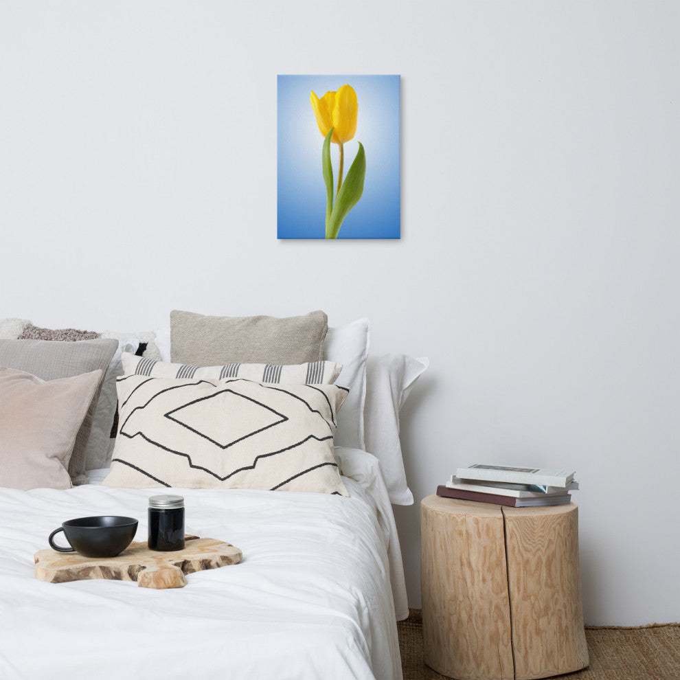 Yellow Tulip Minimal Botanical Floral Nature Photo Canvas Wall Art Print, 18" X 24"