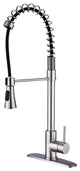 Commercial Modern Single Handle Spring High Arc Kitchen Faucet, Brushed Nickel