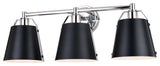 Barrington Three Light Vanity in Matte Black and Chrome