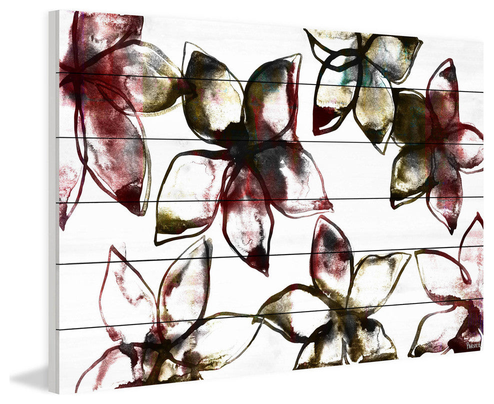 "A Floral Pattern" Print on White Wood, 36"x24"