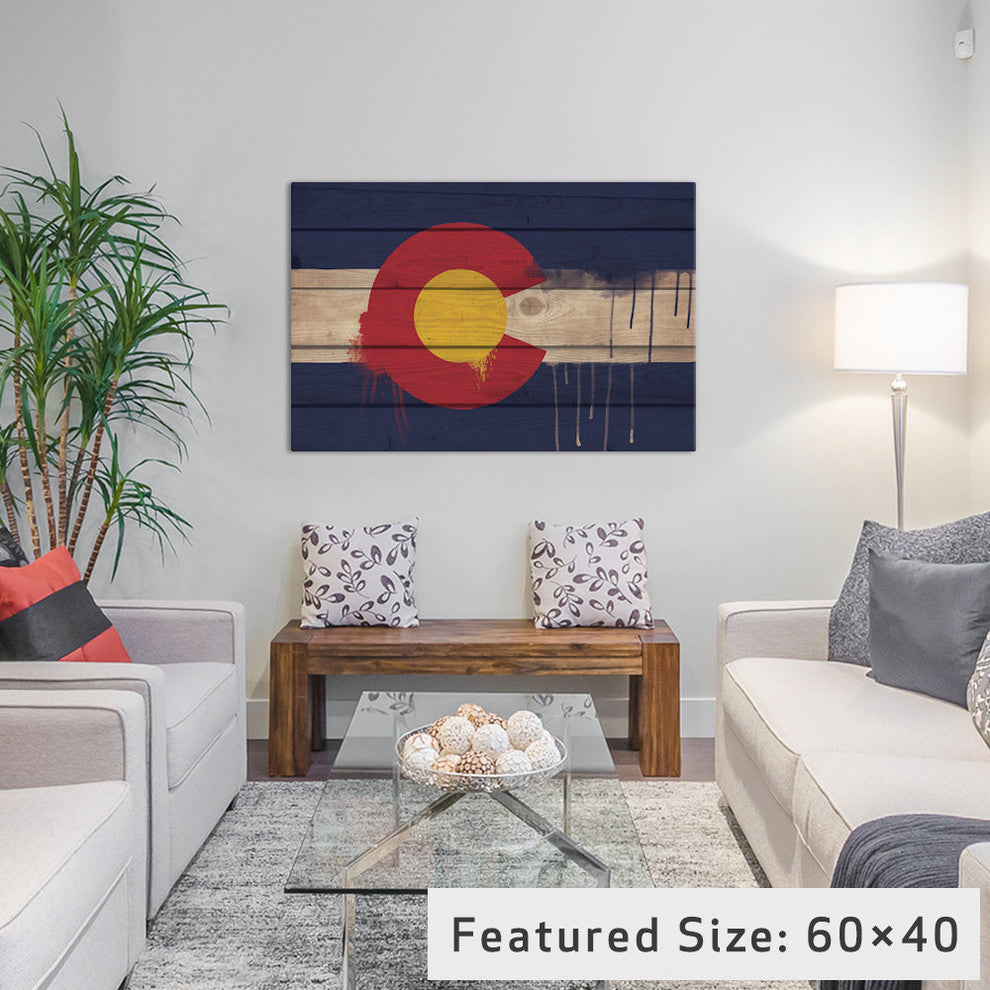 "Colorado Paint Drip State Flag on Wood Planks" by iCanvas, 18x12x1.5"