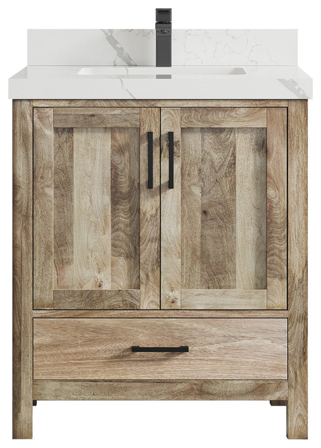 Malibu Mango 30 Single Sink Bath Vanity in Natural 2" Calacatta Laza