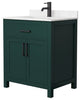 30"SGL Bathroom Vanity Green, Carrara Cult. Marble Countertop, Sink, Black Trim